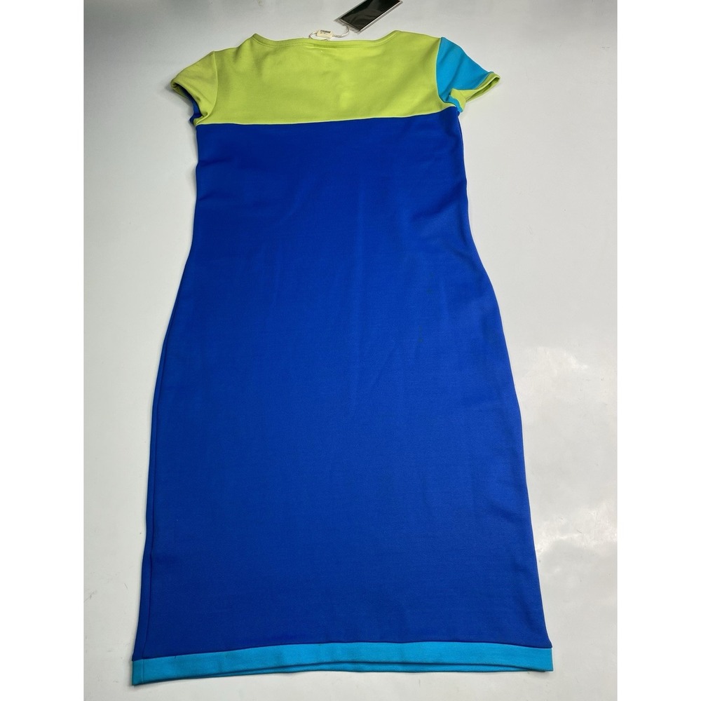 VTG NWT Versus Gianni Versace Lime Green Blue Mini Stretch Dress Sz 32/46 US 12